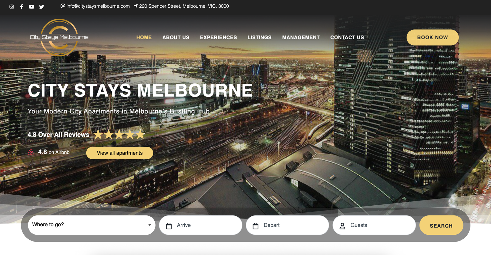 Website design and development project — City Stays Melbourne
